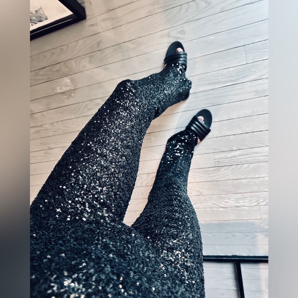 ZARA SEQUINS LEGGINS/ HIGH RISE/ SIZE S